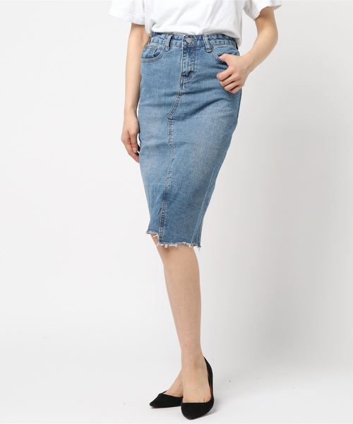 meJane（ミージェーン）の「リメイク風デニムミディ丈スカート（デニムスカート・レディース・ブルー・M/S）」の5枚目の写真