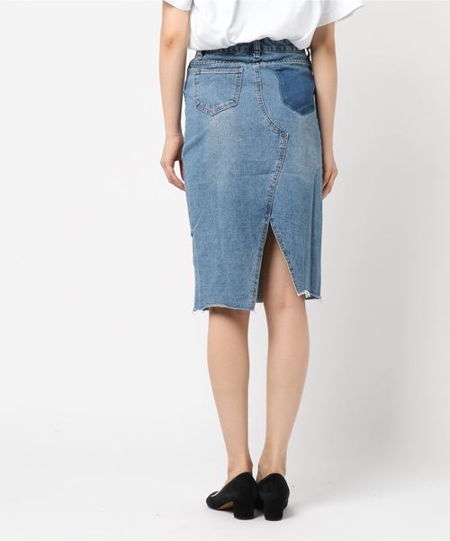 meJane（ミージェーン）の「リメイク風デニムミディ丈スカート（デニムスカート・レディース・ブルー・M/S）」の3枚目の写真