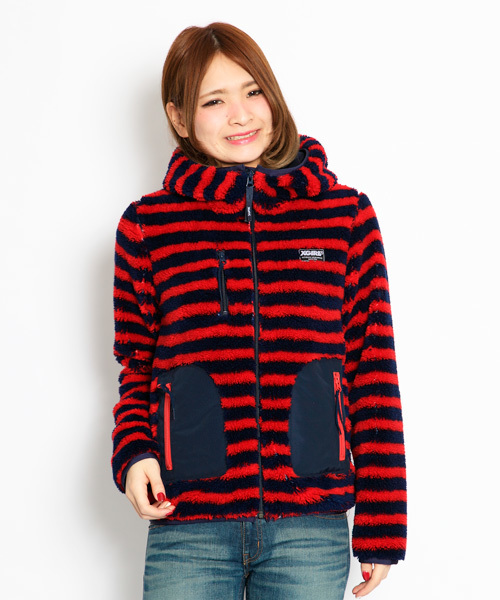 X-girl（エックスガール）の「FLUFFY HOODIE 2013（その他アウター・レディース・ホワイト/マルチ/ベージュ/ネイビー・1/2）」の8枚目の写真