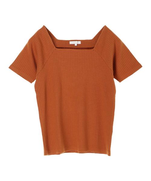 AMERICAN HOLIC（アメリカンホリック）の「・針抜きリブ五分袖スクエアネックラグランプルオーバー（Tシャツ/カットソー・レディース・オフホワイト/レッド/テラコッタ/ネイビー・L/M）」の7枚目の写真