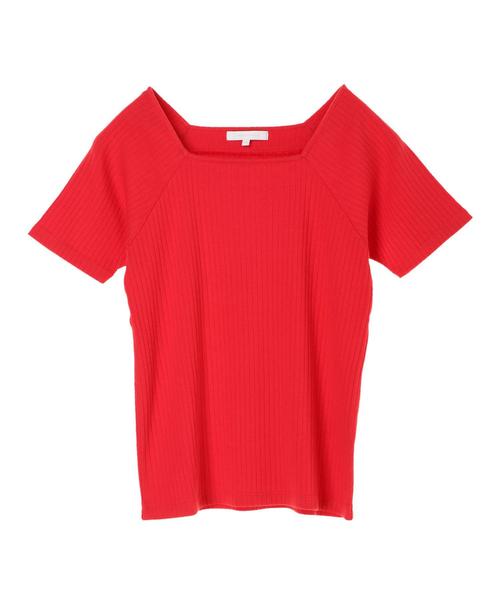 AMERICAN HOLIC（アメリカンホリック）の「・針抜きリブ五分袖スクエアネックラグランプルオーバー（Tシャツ/カットソー・レディース・オフホワイト/レッド/テラコッタ/ネイビー・L/M）」の6枚目の写真