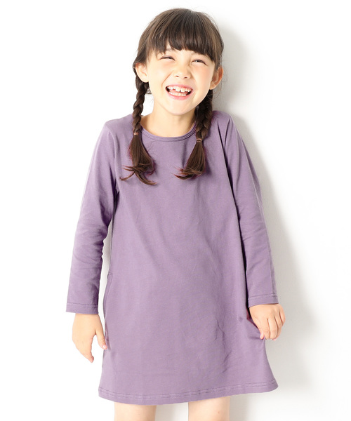 devirock（デビロック）の「長袖Aラインワンピース（ワンピース・キッズ・ホワイト/パープル系その他/ブラック/イエロー系その他/ラベンダー/杢グレー/レッド系その他/スモークピンク/ネイビー/グリーン系その他/カーキ/レッド系その他2/ブルーグレー/モカ/ピンク系その他/イエロー系その他2・120cm/130cm/100cm/140cm/150cm/110cm/90cm/160cm）」の9枚目の写真