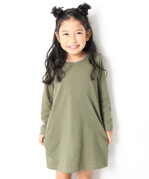 devirock（デビロック）の「長袖Aラインワンピース（ワンピース・キッズ・ホワイト/パープル系その他/ブラック/イエロー系その他/ラベンダー/杢グレー/レッド系その他/スモークピンク/ネイビー/グリーン系その他/カーキ/レッド系その他2/ブルーグレー/モカ/ピンク系その他/イエロー系その他2・120cm/130cm/100cm/140cm/150cm/110cm/90cm/160cm）」の7枚目の写真