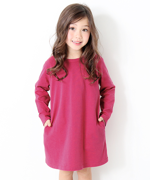 devirock（デビロック）の「長袖Aラインワンピース（ワンピース・キッズ・ホワイト/パープル系その他/ブラック/イエロー系その他/ラベンダー/杢グレー/レッド系その他/スモークピンク/ネイビー/グリーン系その他/カーキ/レッド系その他2/ブルーグレー/モカ/ピンク系その他/イエロー系その他2・120cm/130cm/100cm/140cm/150cm/110cm/90cm/160cm）」の16枚目の写真