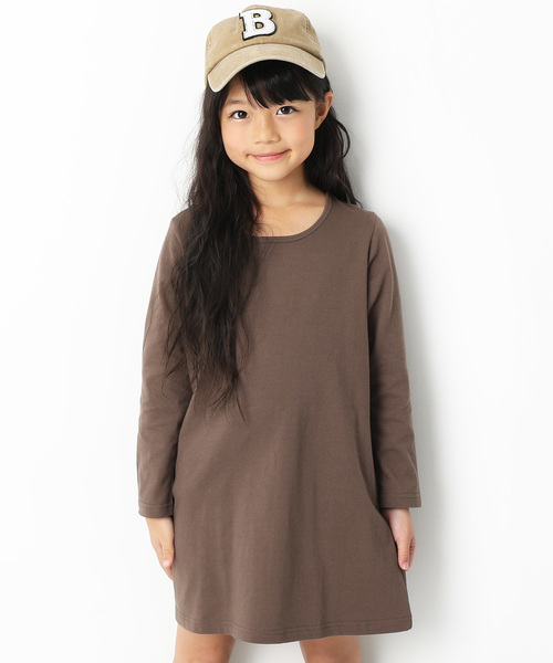 devirock（デビロック）の「長袖Aラインワンピース（ワンピース・キッズ・ホワイト/パープル系その他/ブラック/イエロー系その他/ラベンダー/杢グレー/レッド系その他/スモークピンク/ネイビー/グリーン系その他/カーキ/レッド系その他2/ブルーグレー/モカ/ピンク系その他/イエロー系その他2・120cm/130cm/100cm/140cm/150cm/110cm/90cm/160cm）」の6枚目の写真