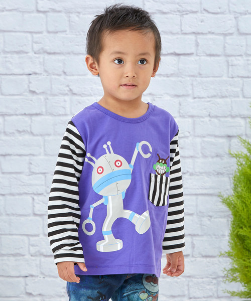 ANPANMAN KIDS COLLECTION(アンパンマンキッズコレクション)の「【アンパンマン】だだんだんアップリケ長T(Tシャツ/カットソー)」|パープル