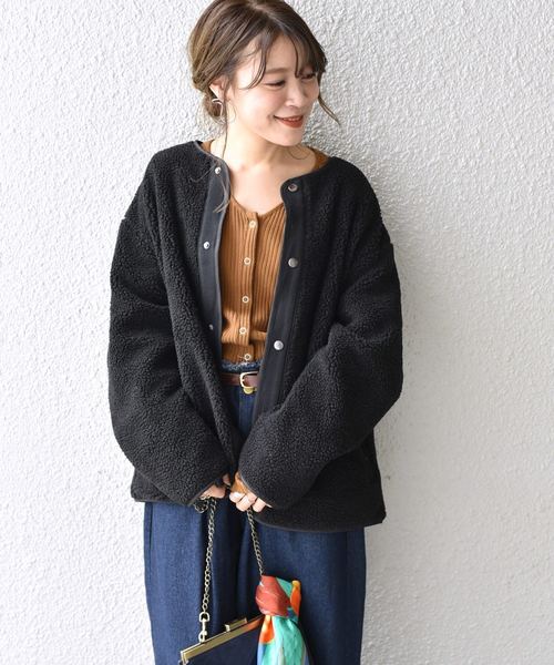 【新品】SHIPS for women リバーシブルボアブルゾン SHIPS（シップス）の「リバーシブルボアブルゾンbeige（ブルゾン