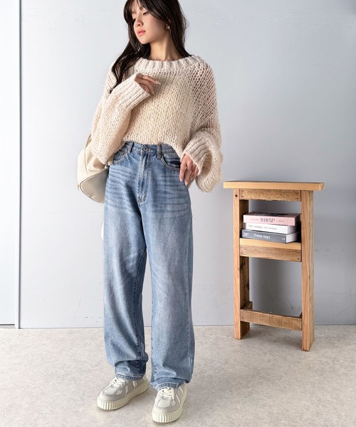 セール】マストアイテム。ゆったりハイウエストワイドストレート