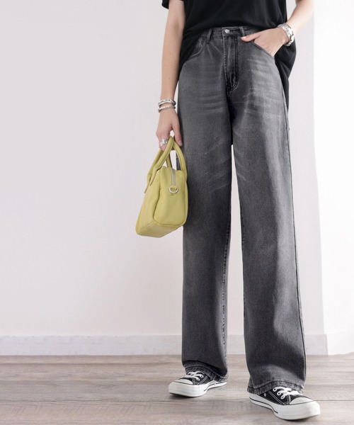 セール】マストアイテム。ゆったりハイウエストワイドストレートチノ