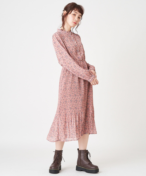 OLIVE des OLIVE（オリーブデオリーブ）の「NEW消しプリーツプチハイワンピース（ワンピース・レディース・ブラック/オフホワイト/ピンク・FREE）」の3枚目の写真