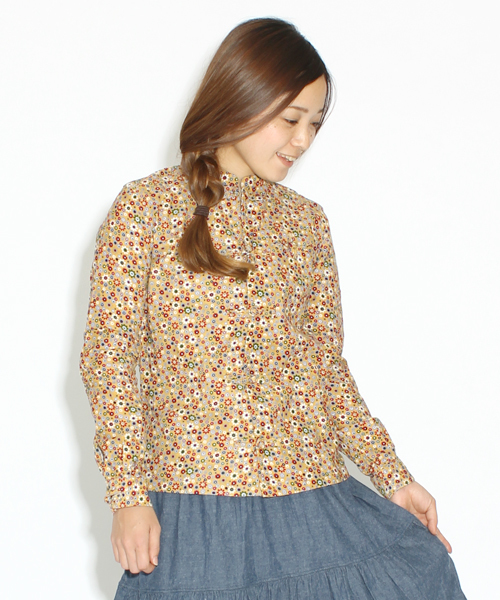 BEAMS BOY(ビームスボーイ)の「△BEAMS BOY / コード フラワー チャイナ**(シャツ/ブラウス・レディース・グレー/ベージュ・ONE SIZE)」の1枚目の写真