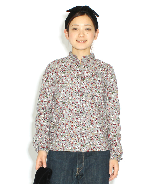 BEAMS BOY(ビームスボーイ)の「△BEAMS BOY / コード フラワー チャイナ**(シャツ/ブラウス・レディース・グレー/ベージュ・ONE SIZE)」の2枚目の写真