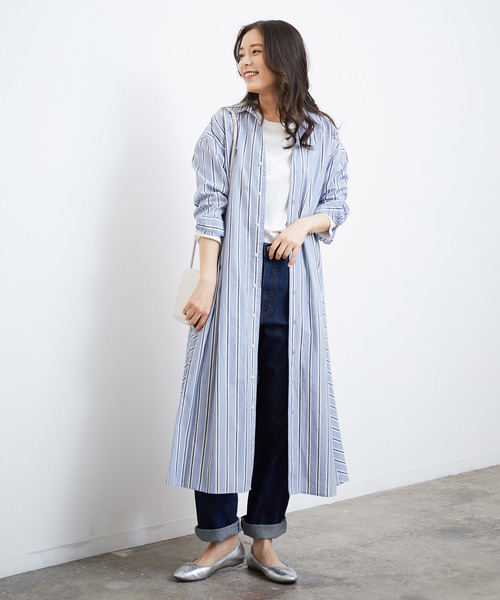 Rope ワンピース Picnic ロペピクニック のファッション マルチストライプシャツワンピース シャツワンピース Rope セール