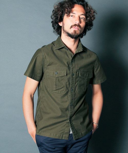 Magine（マージン）の「SULFUR STRETCH FATIGUE SHRTS S/S : ストレッチファティーグシャツ（シャツ/ブラウス・メンズ・ブラック/オリーブ/ネイビー・46/48/44）」の4枚目の写真