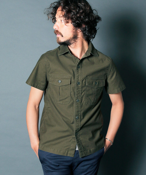 Magine（マージン）の「SULFUR STRETCH FATIGUE SHRTS S/S : ストレッチファティーグシャツ（シャツ/ブラウス・メンズ・ブラック/オリーブ/ネイビー・46/48/44）」の5枚目の写真