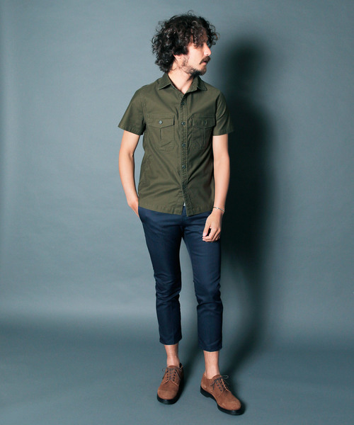 Magine（マージン）の「SULFUR STRETCH FATIGUE SHRTS S/S : ストレッチファティーグシャツ（シャツ/ブラウス・メンズ・ブラック/オリーブ/ネイビー・46/48/44）」の9枚目の写真