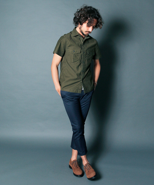 Magine（マージン）の「SULFUR STRETCH FATIGUE SHRTS S/S : ストレッチファティーグシャツ（シャツ/ブラウス・メンズ・ブラック/オリーブ/ネイビー・46/48/44）」の10枚目の写真