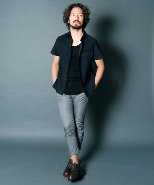 Magine（マージン）の「SULFUR STRETCH FATIGUE SHRTS S/S : ストレッチファティーグシャツ（シャツ/ブラウス・メンズ・ブラック/オリーブ/ネイビー・46/48/44）」の17枚目の写真