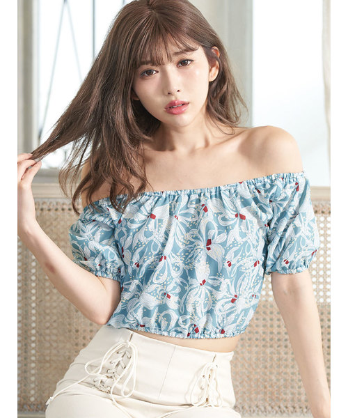 ハッシュガール フラワー オフショル トップス フラワーシアーオフショルトップス KR14680
