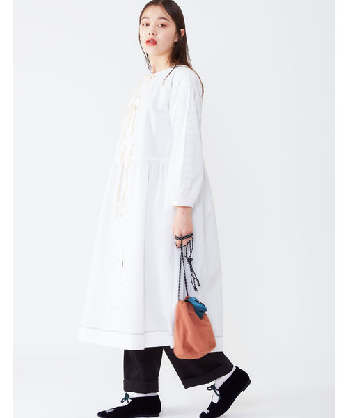 POU DOU DOU（プードゥドゥ）の「コットンナイロン巾着ポシェット（ショルダーバッグ・レディース・ブラック/オレンジ/ブルー・8）」の6枚目の写真