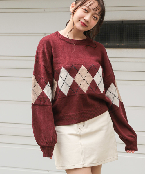apres jour（アプレジュール）の「アーガイルニットプルオーバー【ZOZOTOWN限定アイテム】（ニット/セーター・レディース・アイボリー/ボルドー/モカ/ライトベージュ・フリー）」の14枚目の写真