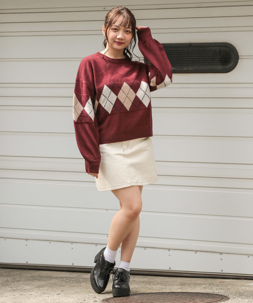 apres jour（アプレジュール）の「アーガイルニットプルオーバー【ZOZOTOWN限定アイテム】（ニット/セーター・レディース・アイボリー/ボルドー/モカ/ライトベージュ・フリー）」の22枚目の写真