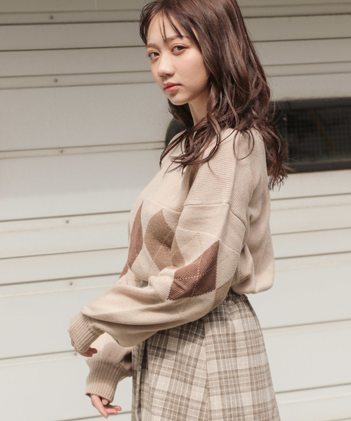 apres jour（アプレジュール）の「アーガイルニットプルオーバー【ZOZOTOWN限定アイテム】（ニット/セーター・レディース・アイボリー/ボルドー/モカ/ライトベージュ・フリー）」の16枚目の写真