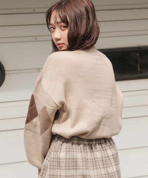 apres jour（アプレジュール）の「アーガイルニットプルオーバー【ZOZOTOWN限定アイテム】（ニット/セーター・レディース・アイボリー/ボルドー/モカ/ライトベージュ・フリー）」の7枚目の写真