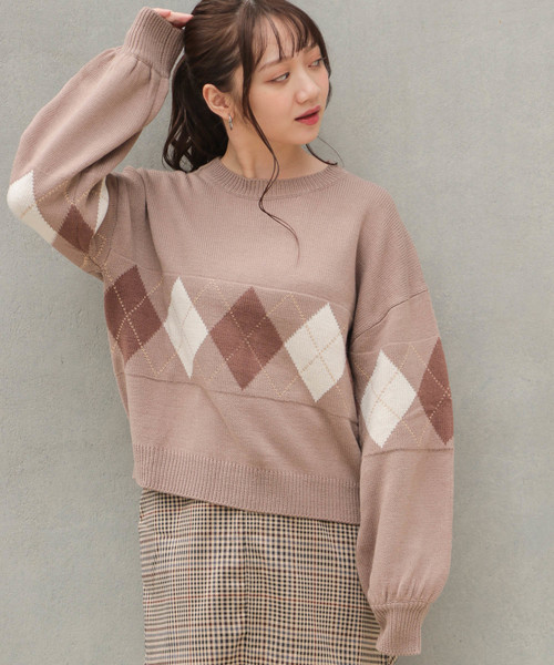 apres jour（アプレジュール）の「アーガイルニットプルオーバー【ZOZOTOWN限定アイテム】（ニット/セーター・レディース・アイボリー/ボルドー/モカ/ライトベージュ・フリー）」の8枚目の写真