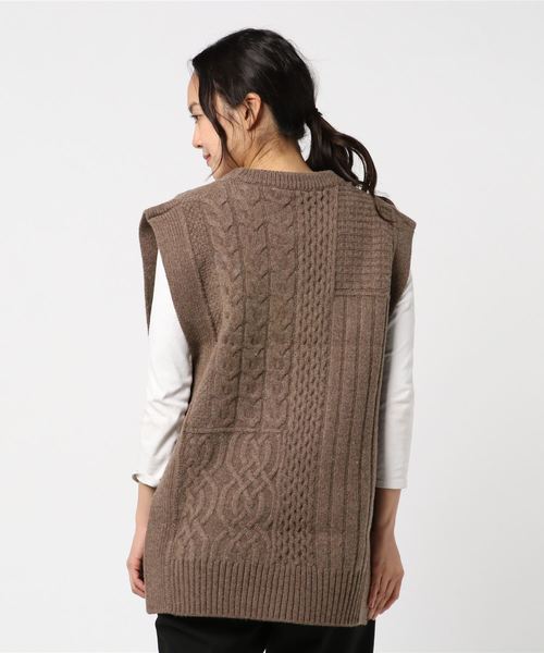 MAISON SPECIAL(メゾンスペシャル)の「ケーブルニットベスト【MAISON SPECIAL/メゾンスペシャル】(ニット/セーター・レディース・ホワイト/ブラック/ブラウン・FREE)」の4枚目の写真