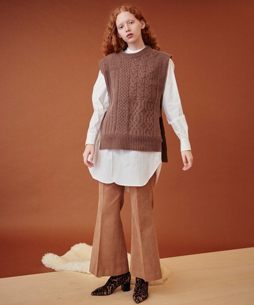 MAISON SPECIAL(メゾンスペシャル)の「ケーブルニットベスト【MAISON SPECIAL/メゾンスペシャル】(ニット/セーター・レディース・ホワイト/ブラック/ブラウン・FREE)」の6枚目の写真