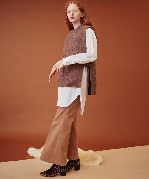MAISON SPECIAL(メゾンスペシャル)の「ケーブルニットベスト【MAISON SPECIAL/メゾンスペシャル】(ニット/セーター・レディース・ホワイト/ブラック/ブラウン・FREE)」の7枚目の写真