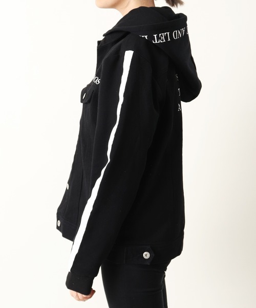 EVOLUTION(エボリューション)の「Fleece switching layered footed denim jacket / 裏毛切替レイヤードフーテッドデニムジャケット unisex(デニムジャケット・メンズ・サックスブルー/ブラック・M/XL/L)」の11枚目の写真