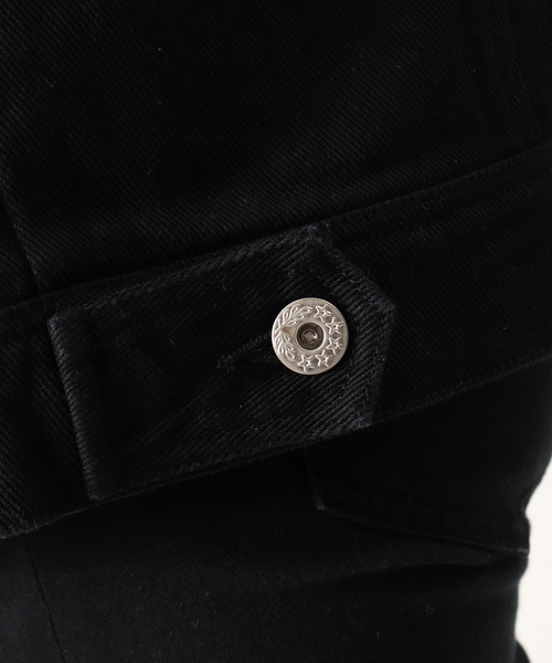 EVOLUTION(エボリューション)の「Fleece switching layered footed denim jacket / 裏毛切替レイヤードフーテッドデニムジャケット unisex(デニムジャケット・メンズ・サックスブルー/ブラック・M/XL/L)」の3枚目の写真