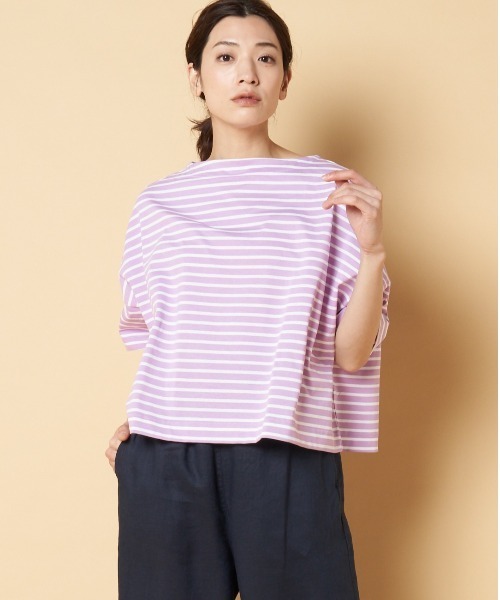 Traditional Weatherwear(トラディショナルウェザーウェア)の「Traditional Weatherwear: BIG MARINE BOATNECK SHIRT S/S(Tシャツ/カットソー・レディース・ベージュ/グリーン/ホワイト/ブルー/ピンク系その他・S)」の5枚目の写真