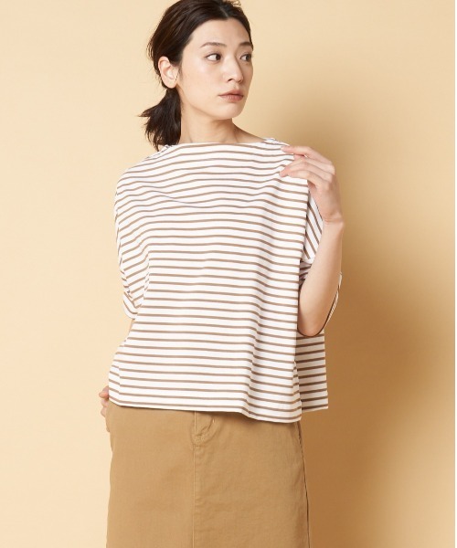 Traditional Weatherwear(トラディショナルウェザーウェア)の「Traditional Weatherwear: BIG MARINE BOATNECK SHIRT S/S(Tシャツ/カットソー・レディース・ベージュ/グリーン/ホワイト/ブルー/ピンク系その他・S)」の2枚目の写真