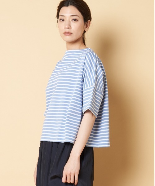 Traditional Weatherwear(トラディショナルウェザーウェア)の「Traditional Weatherwear: BIG MARINE BOATNECK SHIRT S/S(Tシャツ/カットソー・レディース・ベージュ/グリーン/ホワイト/ブルー/ピンク系その他・S)」の4枚目の写真