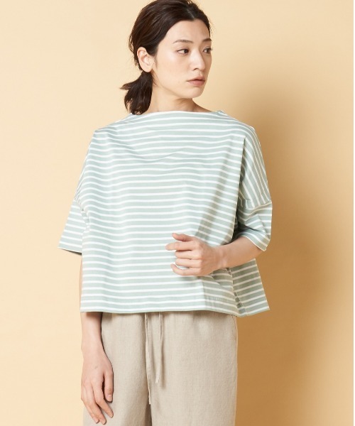 Traditional Weatherwear(トラディショナルウェザーウェア)の「Traditional Weatherwear: BIG MARINE BOATNECK SHIRT S/S(Tシャツ/カットソー・レディース・ベージュ/グリーン/ホワイト/ブルー/ピンク系その他・S)」の3枚目の写真