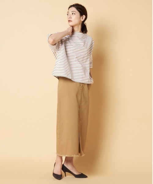 Traditional Weatherwear(トラディショナルウェザーウェア)の「Traditional Weatherwear: BIG MARINE BOATNECK SHIRT S/S(Tシャツ/カットソー・レディース・ベージュ/グリーン/ホワイト/ブルー/ピンク系その他・S)」の6枚目の写真
