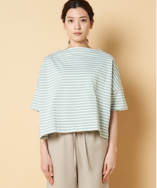 Traditional Weatherwear(トラディショナルウェザーウェア)の「Traditional Weatherwear: BIG MARINE BOATNECK SHIRT S/S(Tシャツ/カットソー・レディース・ベージュ/グリーン/ホワイト/ブルー/ピンク系その他・S)」の14枚目の写真