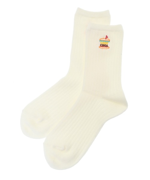 Candy Stripper（キャンディストリッパー）の「BURGER LOGO RIB ソックス（ソックス/靴下・レディース・ブラック/オフホワイト/オレンジ・FREE）」の2枚目の写真