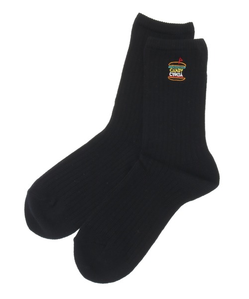 Candy Stripper（キャンディストリッパー）の「BURGER LOGO RIB ソックス（ソックス/靴下・レディース・ブラック/オフホワイト/オレンジ・FREE）」の3枚目の写真