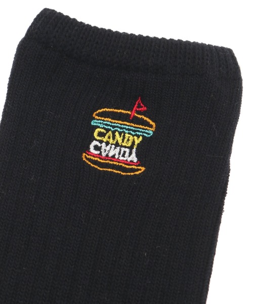 Candy Stripper（キャンディストリッパー）の「BURGER LOGO RIB ソックス（ソックス/靴下・レディース・ブラック/オフホワイト/オレンジ・FREE）」の5枚目の写真