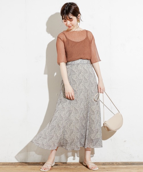 natural couture(ナチュラルクチュール)の「シアーペイズリーパイピングスカート(スカート・レディース・ベージュ/パープル/グリーン・FREE)」の15枚目の写真