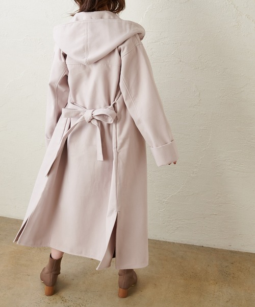 natural couture(ナチュラルクチュール)の「フードロングコート(その他アウター・レディース・ベージュ/ブラウン/ピンク/グレイッシュベージュ・FREE)」の4枚目の写真