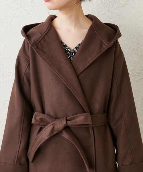 natural couture(ナチュラルクチュール)の「フードロングコート(その他アウター・レディース・ベージュ/ブラウン/ピンク/グレイッシュベージュ・FREE)」の14枚目の写真