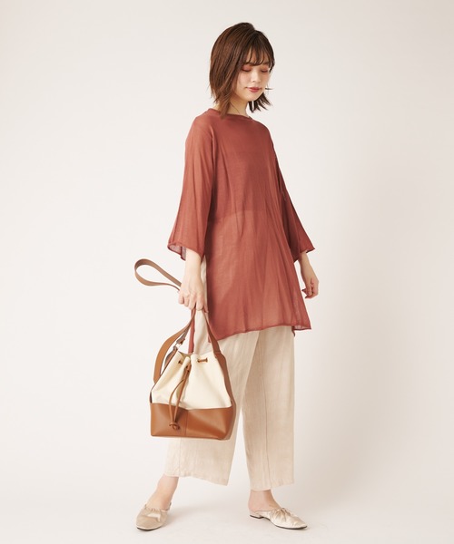 natural couture（ナチュラルクチュール）の「シアーチュニックニット（ニット/セーター・レディース・ブラック/ブラウン/アイボリー/レンガ・FREE）」の16枚目の写真