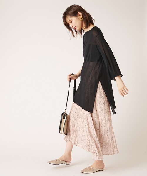 natural couture（ナチュラルクチュール）の「シアーチュニックニット（ニット/セーター・レディース・ブラック/ブラウン/アイボリー/レンガ・FREE）」の10枚目の写真