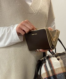 シンプルバイカラー口金折財布