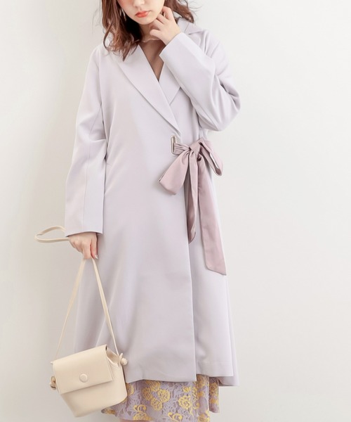 natural couture（ナチュラルクチュール）の「【WEB限定カラー有り】春めきガーリーチェスターコート（チェスターコート・レディース・サックスブルー/ラベンダー/キャメル/ベージュ・FREE）」の4枚目の写真